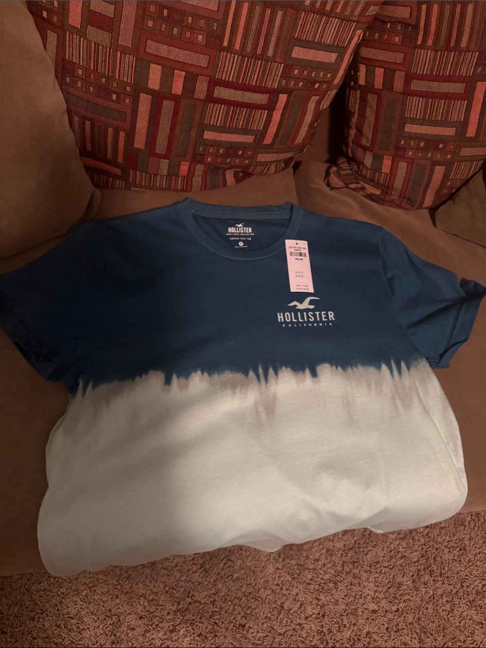 Hollister Two-Tone Blue Dip-Dye Crew Tee